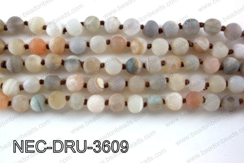 Knotted 8mm Matte Druzy Beads necklace NEC-DRU-3609