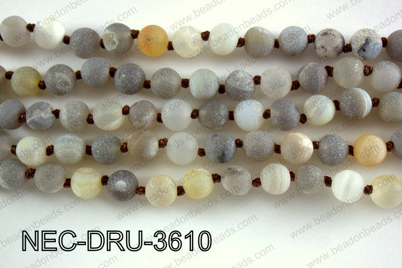 Knotted 8mm Matte Druzy Beads necklace NEC-DRU-3610