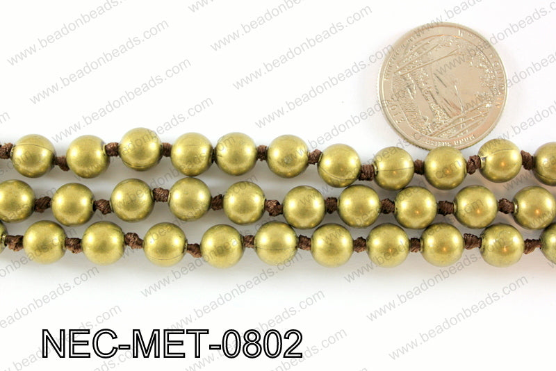 Knotted 8mm metal bead necklace NEC-MET-0802