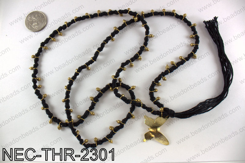 Thread necklace with butterfly charm NEC-THR-2301