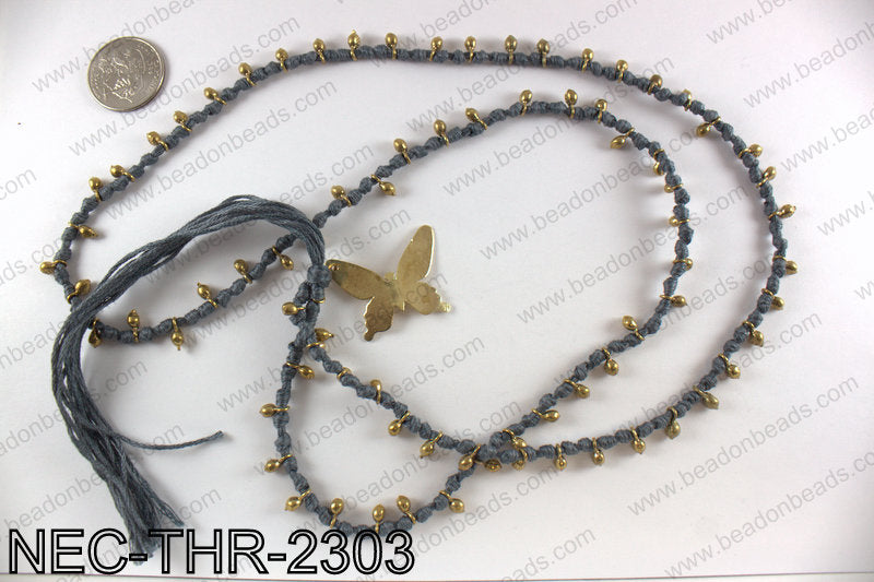Thread necklace with butterfly charm NEC-THR-2303