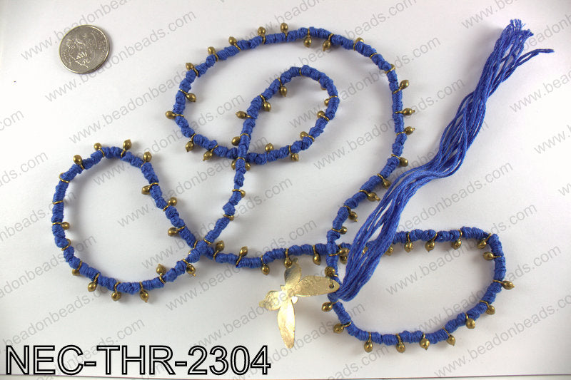 Thread necklace with butterfly charm NEC-THR-2304