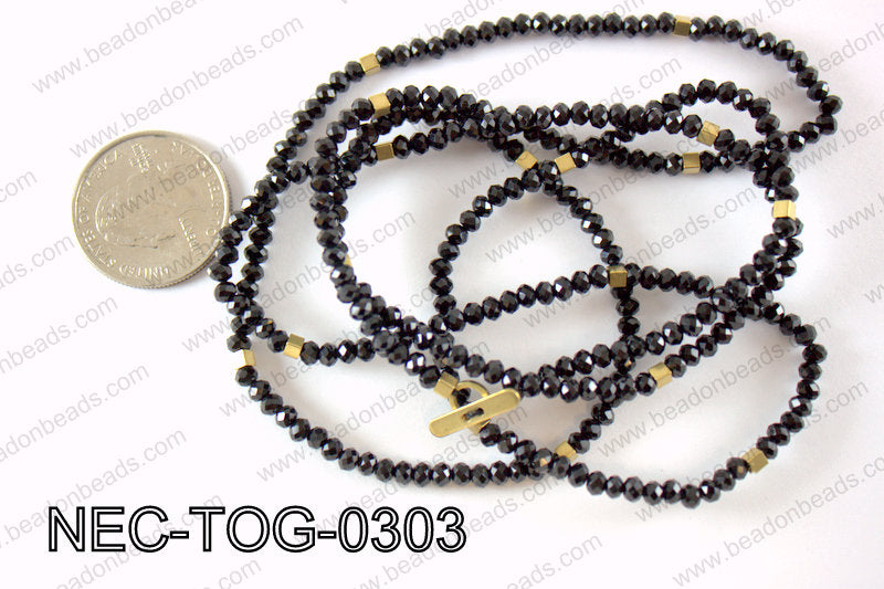 3mm crystal with toggle clasp necklace NEC-TOG-0303