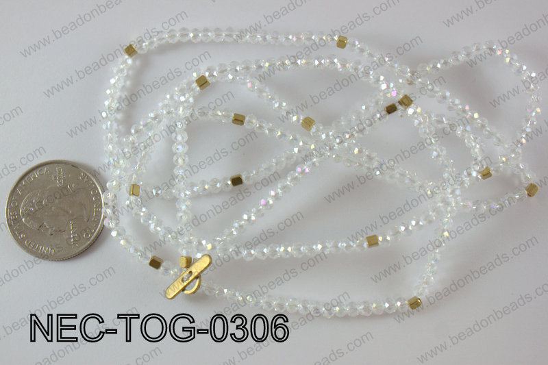 3mm crystal with toggle clasp necklace NEC-TOG-0306