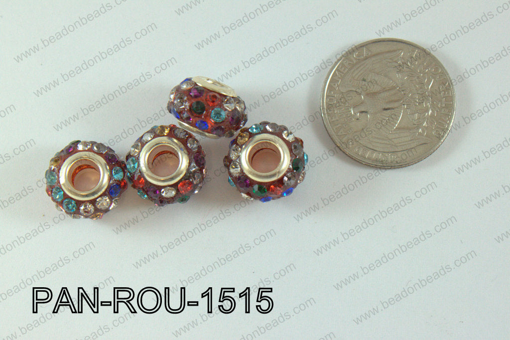 Pandora Beads 15mm 5mm hole multi/red PAN-ROU-1515