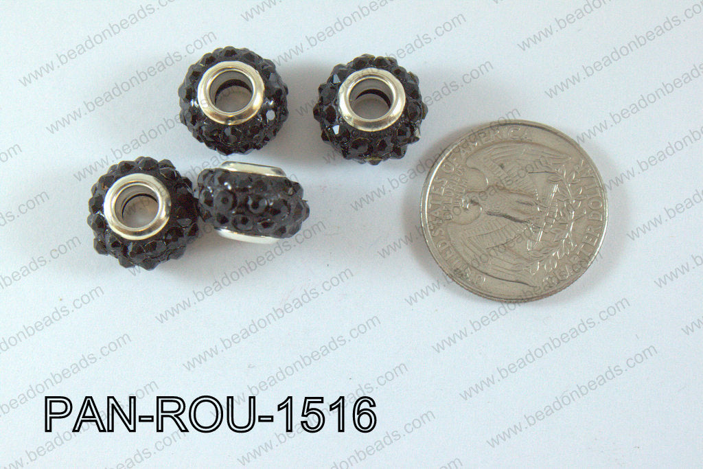 Pandora Beads 15mm 5mm hole black PAN-ROU-1516