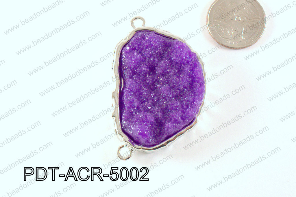 Acrylic Imitation Druzy Connector Purple 40-50mm PDT-ACR-5002