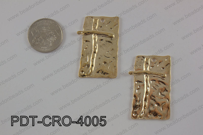 Pewter cross pendant 23x40 mm, rose gold PDT-CRO-4005