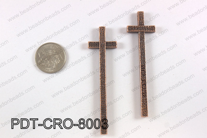 Pewter cross pendant 20X80 mm, copper PDT-CRO-8003