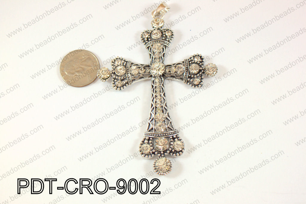 Cross pendant 90x70mm dark silver PDT-CRO-9002