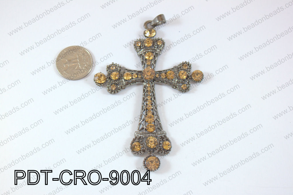 Cross pendant 90x70mm Brown PDT-CRO-9004