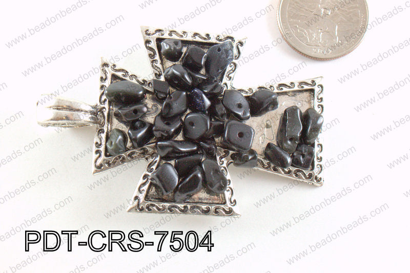 Cross Pendant with Rhinestone 48x75mm PDT-CRS-7504