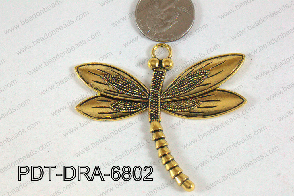 Dragonfly Pendant Gold 68x60mm PDT-DRA-6802