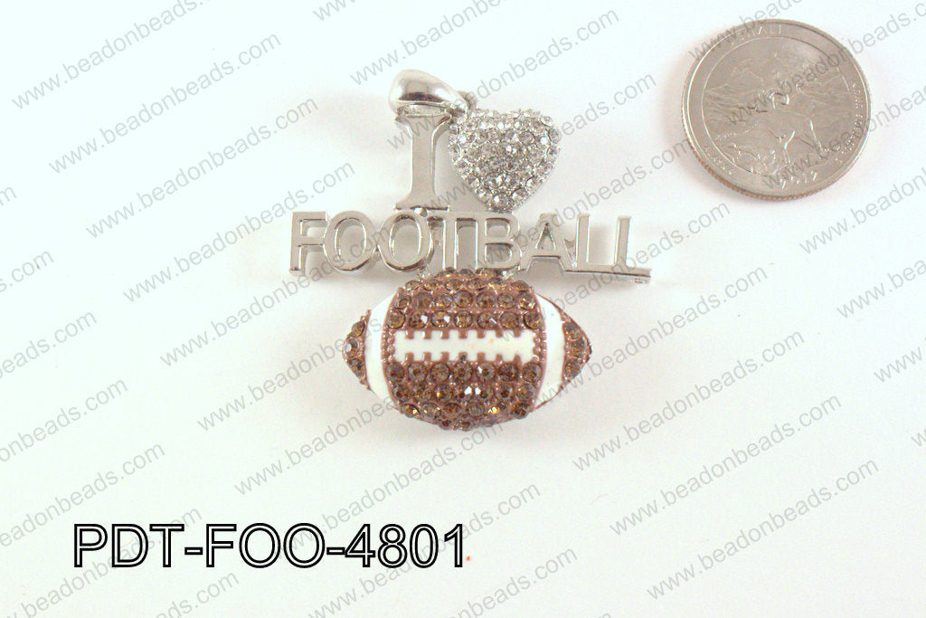 Football Pendant with Rhinestone 40x48mm PDT-FOO-4801