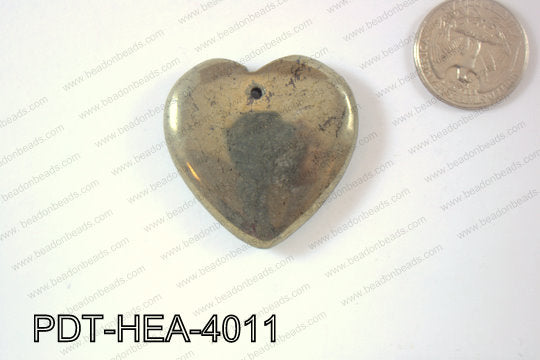 Pyrite Pendant Heart 40mm PDT-HEA-4011