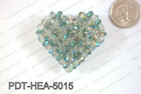 Angelic Crystal Heart Pendant 6mm Rondels 45x50mm Blue tint PDT-