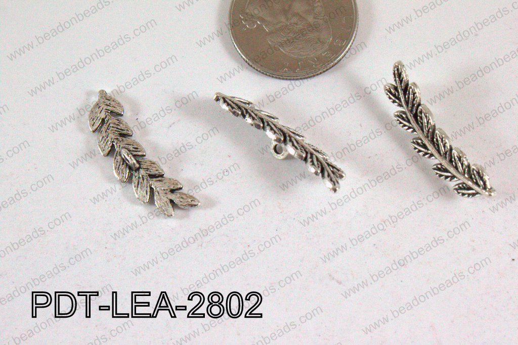 Leaf Pendant Dark Silver 28x8mm PDT-LEA-2802