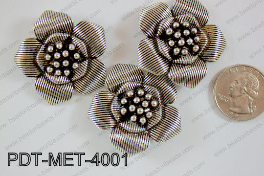 Metal Pendant Flower 15pcs 40mm PDT-MET-4001