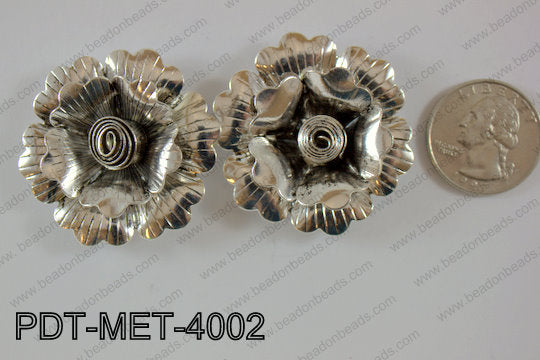 Metal Pendant Flower 10pcs 40mm PDT-MET-4002