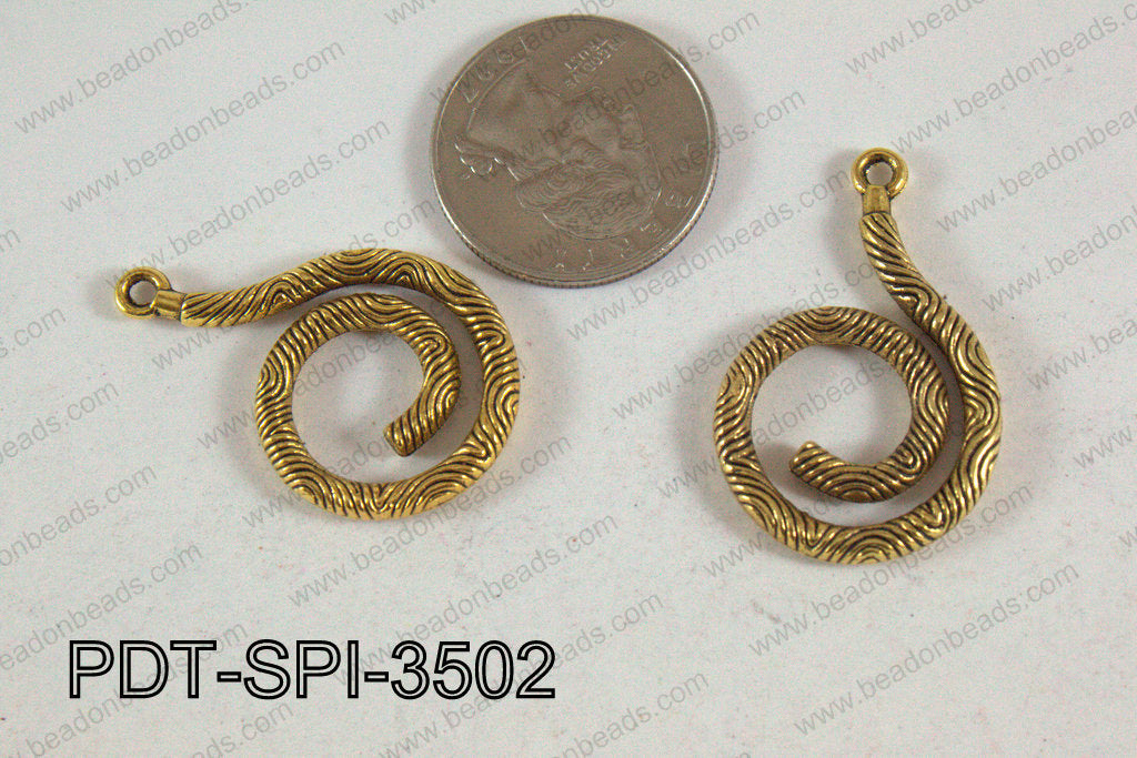 Spiral Pendant Gold 35x22mm PDT-SPI-3502
