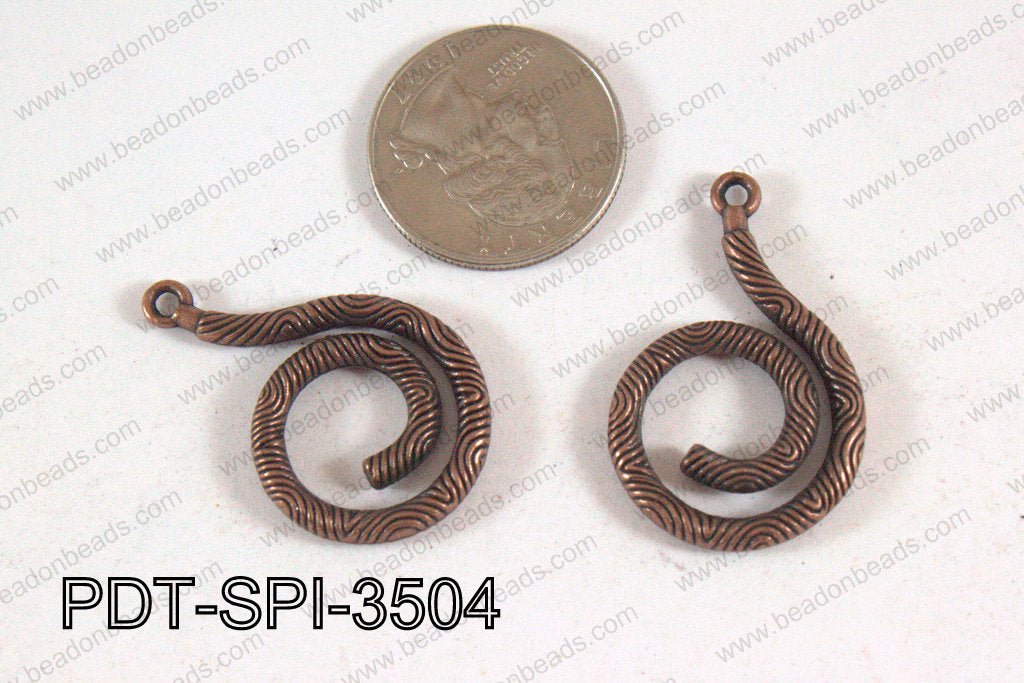Spiral Pendant Copper 35x22mm PDT-SPI-3504
