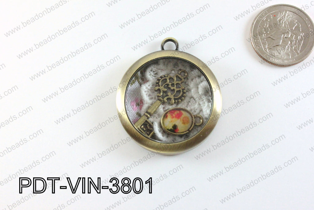 Vintage Metal Pendant 38mm PDT-VIN-3801