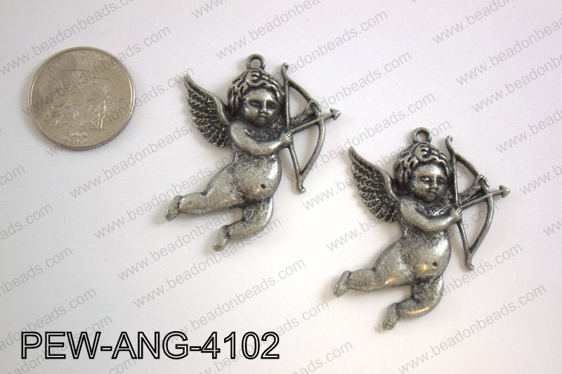 Pewter angel pendant gun metal 35x41mmPEW-ANG-4102