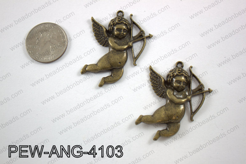 Pewter angel pendant bronze 35x41mmPEW-ANG-4103