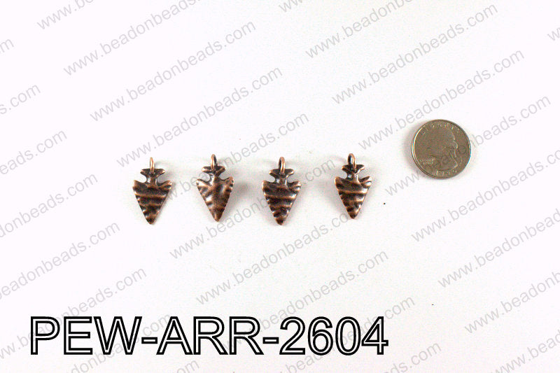 Pewter Arrow charms 26x15mm, Copper PEW-ARR-2604