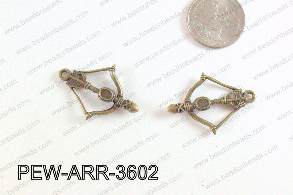 Pewter Arrow Charms Bronze 25x36mm PEW-ARR-3602