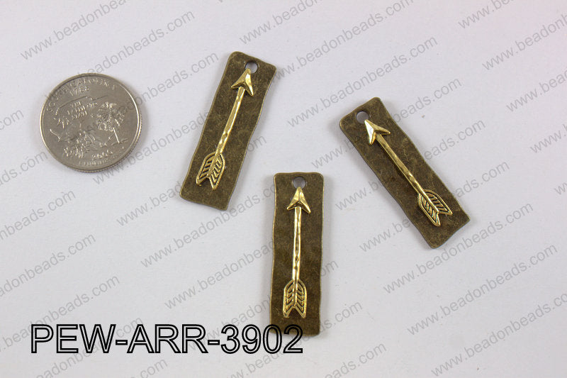 Pewter arrow bar pendant 11x 39 mm PEW-ARR-3902