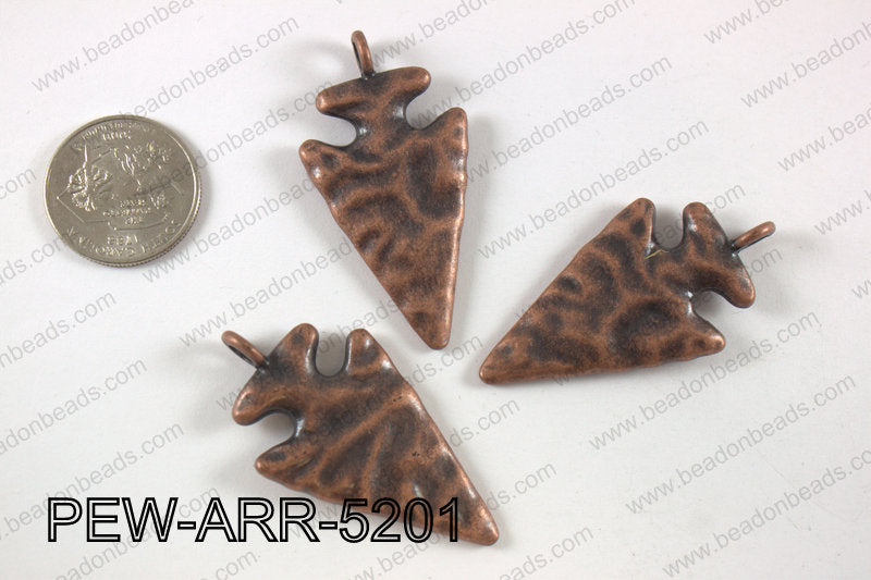Pewter arrow pendant 27x52 mm, copper PEW-ARR-5201