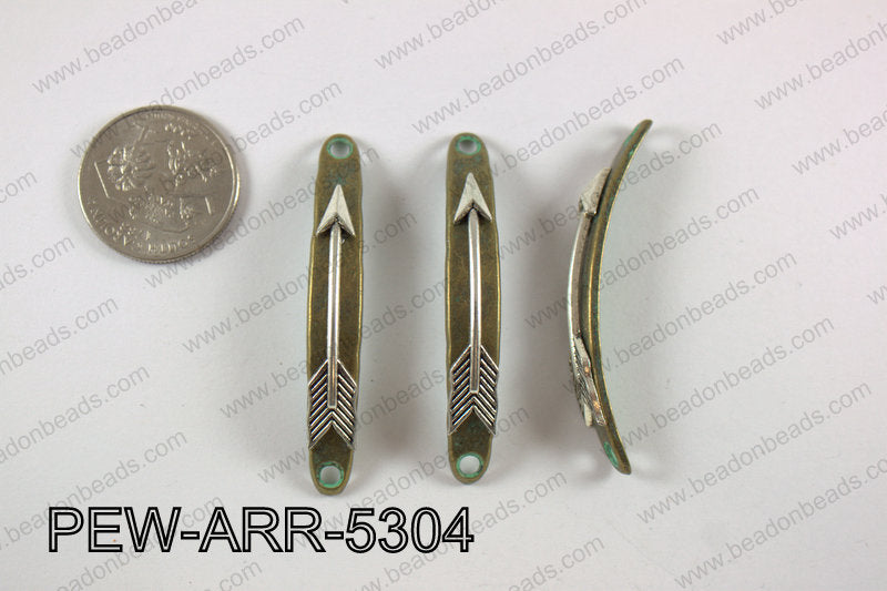 Pewter arrow bar connector 7x53 mm PEW-ARR-5304