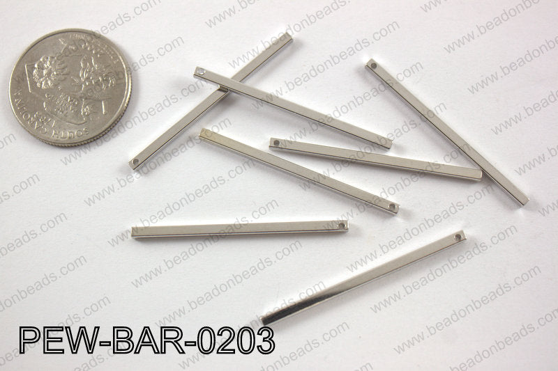 Pewter bar 2x40mm, silver PEW-BAR-0203