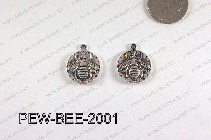 PEWTER CHARM BEE 20MM SILVER PEW-BEE-2001