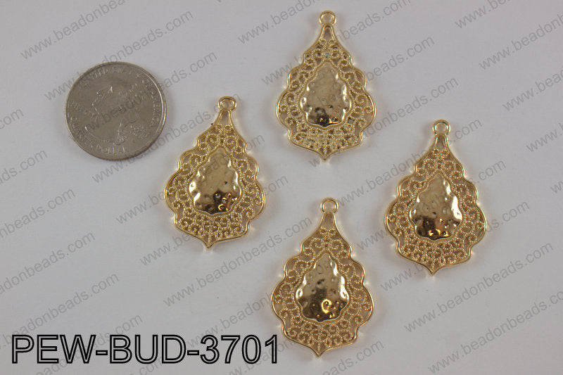 Pewter charm 24x38 mm, light gold PEW-BUD-3701