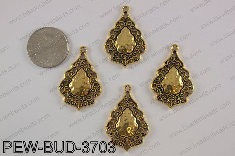 Pewter charm 24x38 mm, gold PEW-BUD-3703