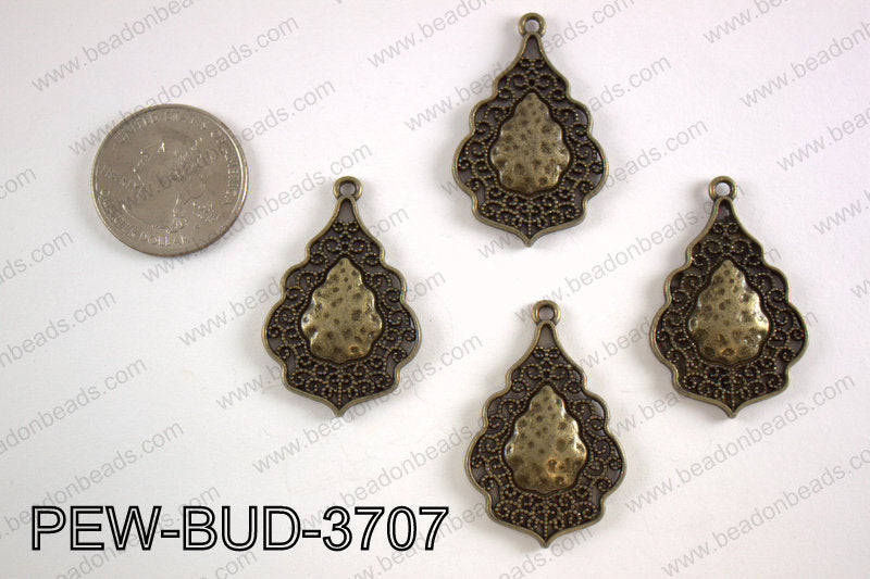 Pewter charm 24x38 mm, brass PEW-BUD-3707