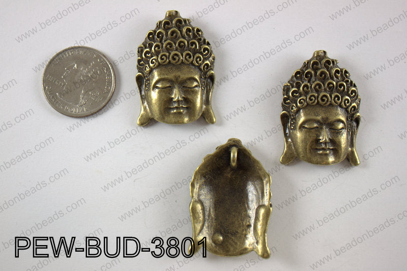 Pewter buddha pendant 26x38 mm, brass PEW-BUD-3801