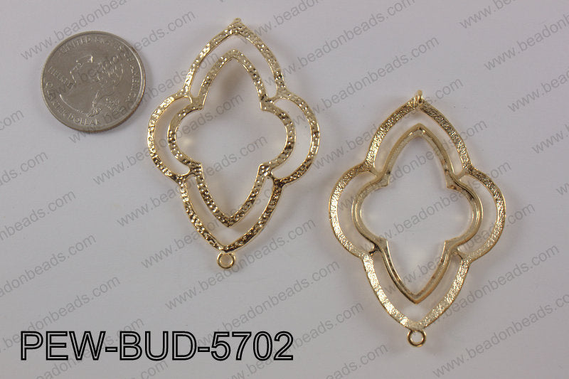 Pewter connector 40X 57 mm, light gold PEW-BUD-5702