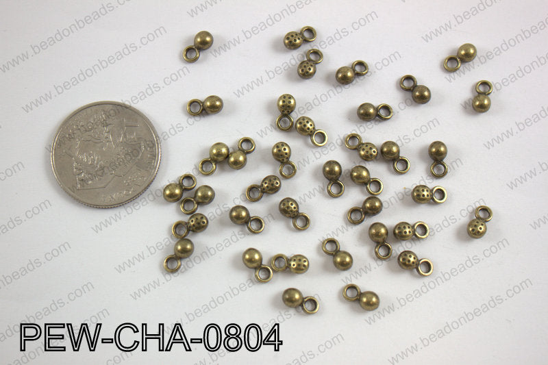 Pewter charm 4x8mm, brass PEW-CHA-0804