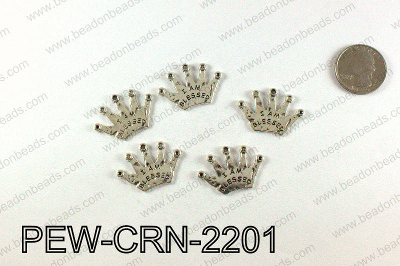 IAM BLESSED Crown Charms 22x32mm, Silver PEW-CRN-2201
