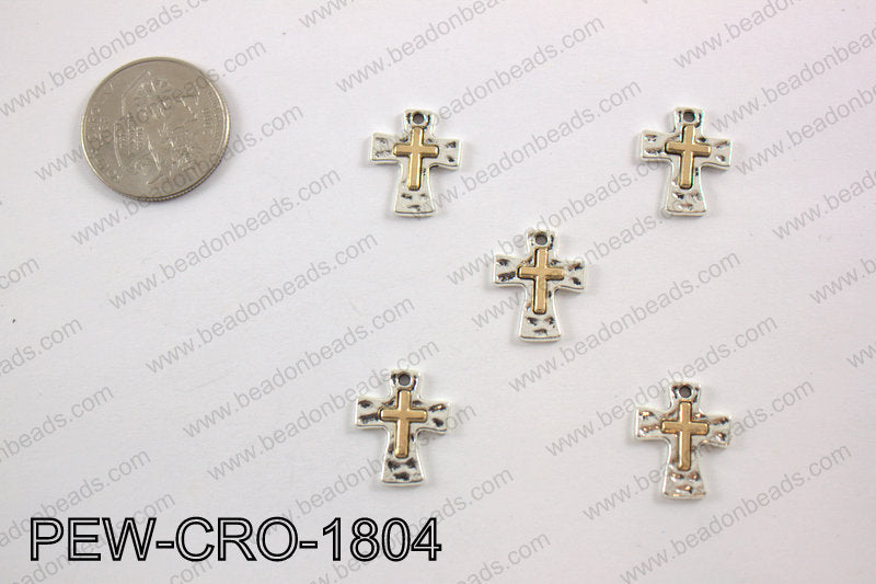 Pewter cross charms 18x14mm, silver PEW-CRO-1804