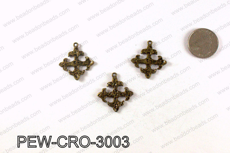 Pewter cross pendant 30x28mm, Bronze PEW-CRO-3003