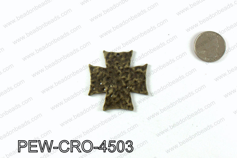 Pewter cross pendant 45x45mm, Bronze PEW-CRO-4503