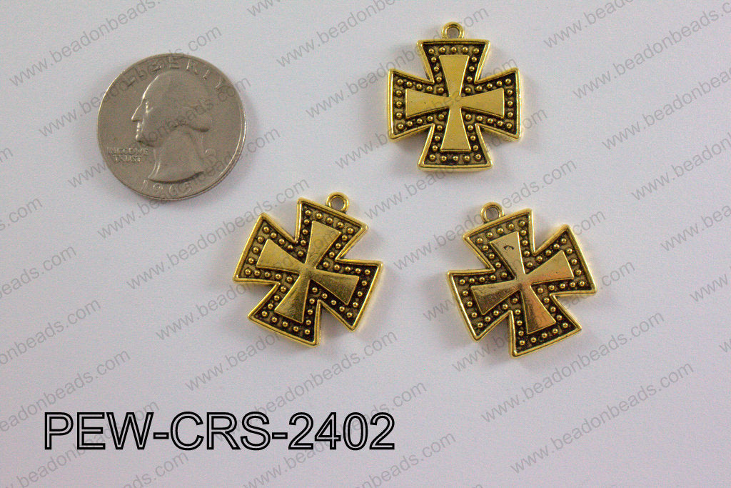Pewter Cross gold 22mm x 24mm PEW-CRS-2402