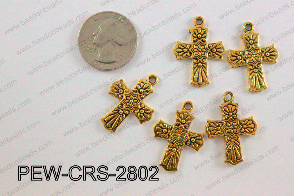 Pewter Cross gold 20mm x 28mm PEW-CRS-2802