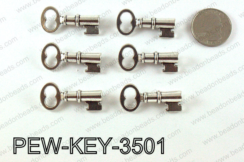 Key 35x16mm, Silver PEW-KEY-3501