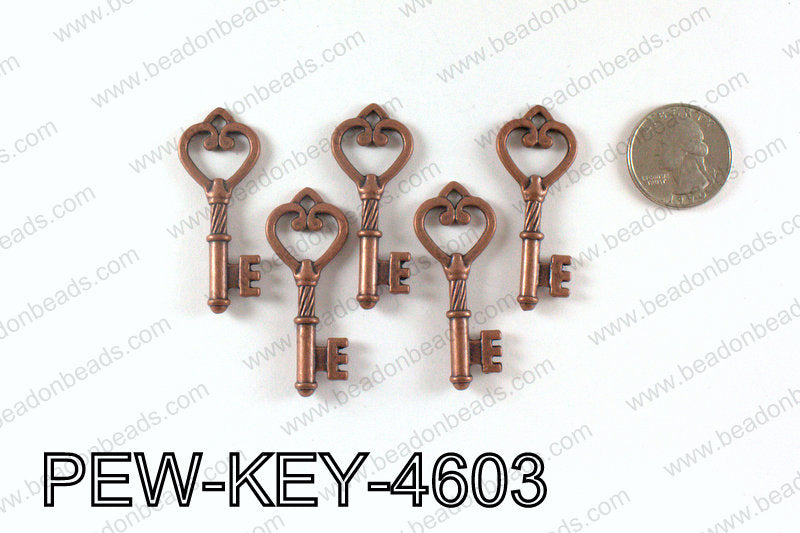 Key Pendant 46x19mm, Copper PEW-KEY-4603