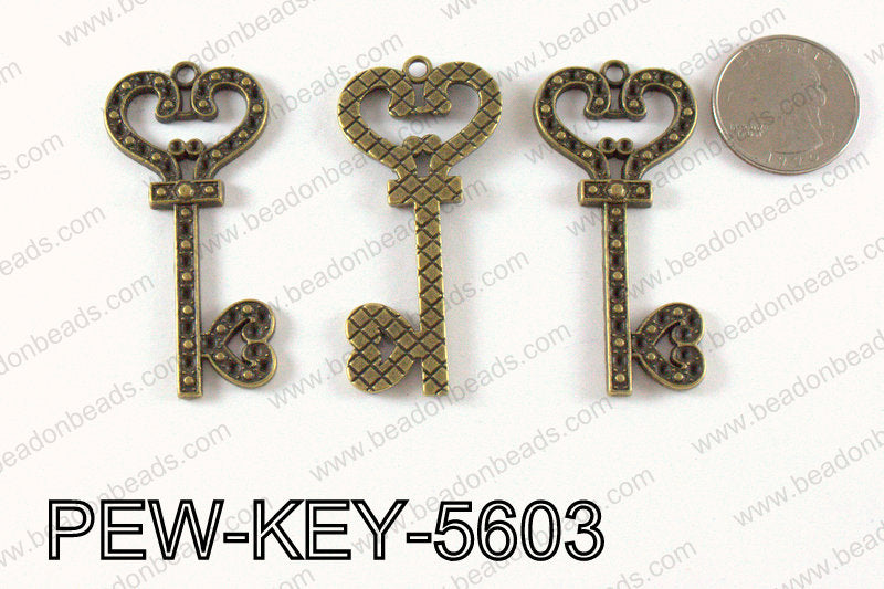 Key Pendant 56x27mm, Bronze PEW-KEY-5603